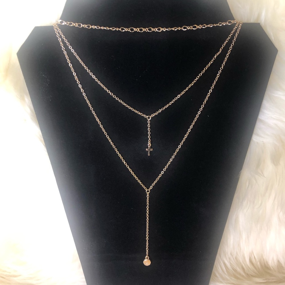 Cross & stone necklace